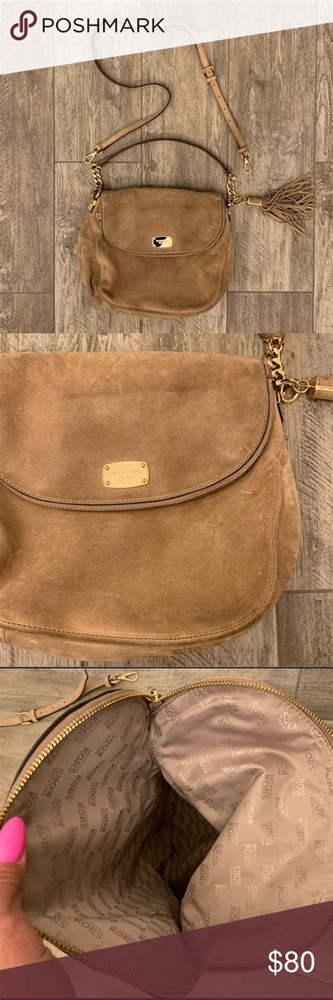 michael kors tan suede purse